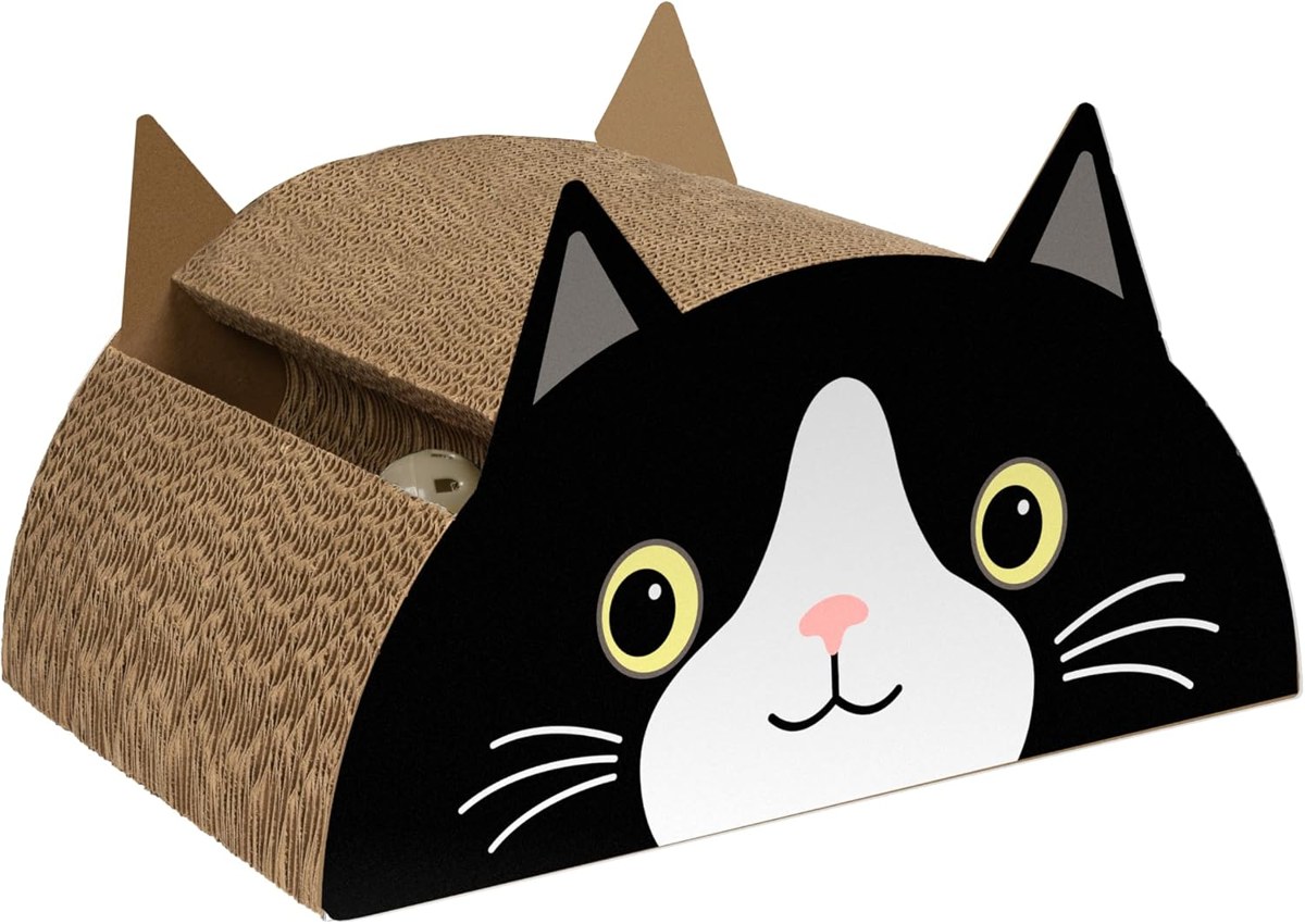 Kitty City Cutie Cat Corrugate Scratcher with Jingle Ball
